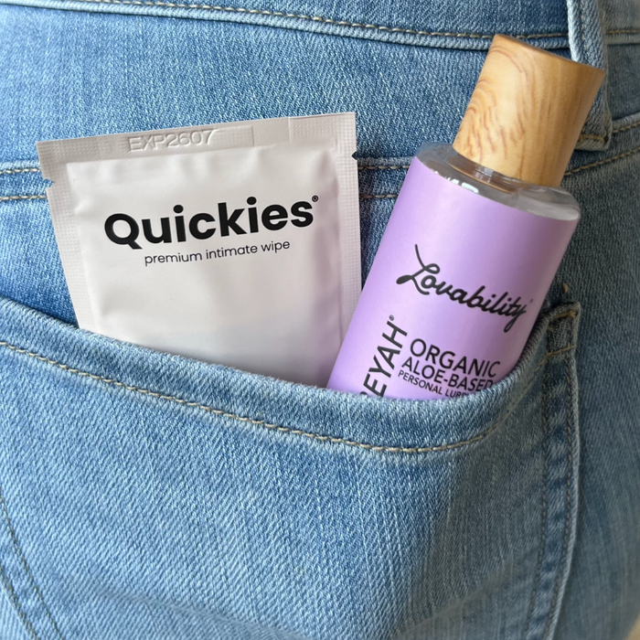 Quickie intimate wipe and HALLELUBEYAH Organic Aloe on the go