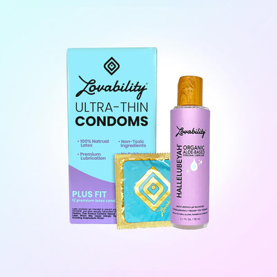 Ultra-Thin Condoms & Organic Aloe Personal Lubricant - Lovability Ultra-Thin Condoms & Organic Aloe Personal Lubricant - Lovability